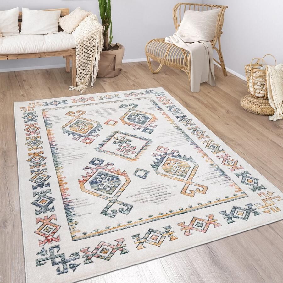 Paco Home Vloerbedekking Woonkamer Kortstondig Geometrisch patroon Skandi Boho Moderne Stijl 60x100 cm