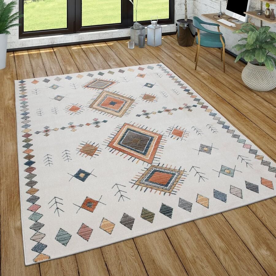 Paco Home Vloerbedekking Woonkamer Kortstondig Geometrisch patroon Skandi Boho Moderne Stijl 60x100 cm