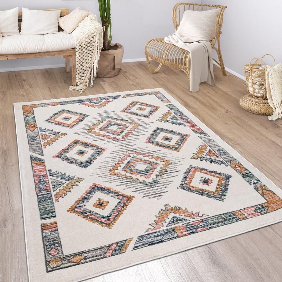 Paco Home Vloerbedekking Woonkamer Kortstondig Geometrisch patroon Skandi Boho Moderne Stijl 120x170 cm