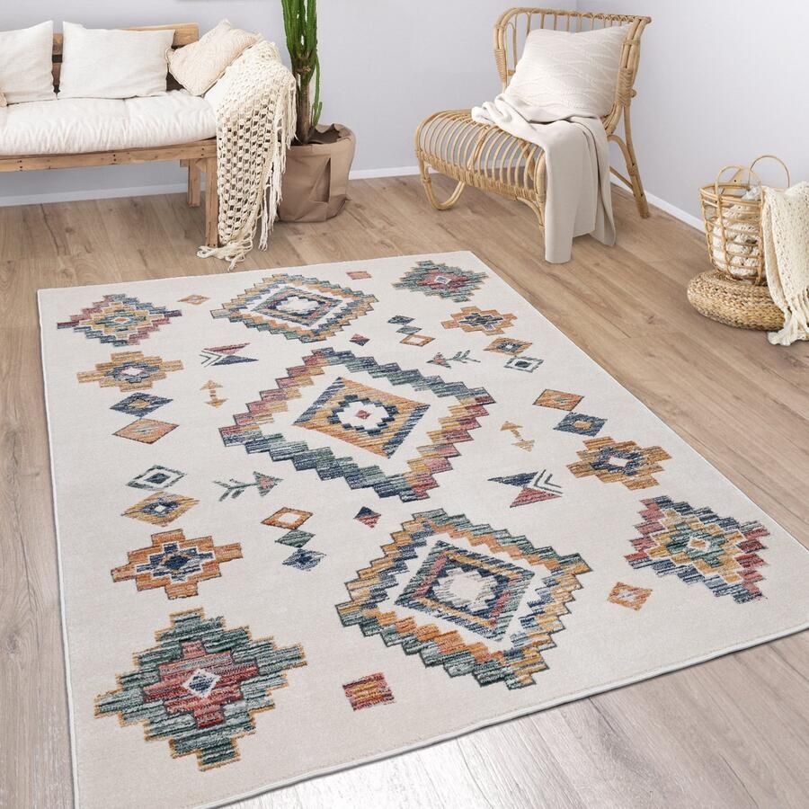 Paco Home Vloerbedekking Woonkamer Kortstondig Geometrisch patroon Skandi Boho Moderne Stijl 60x100 cm