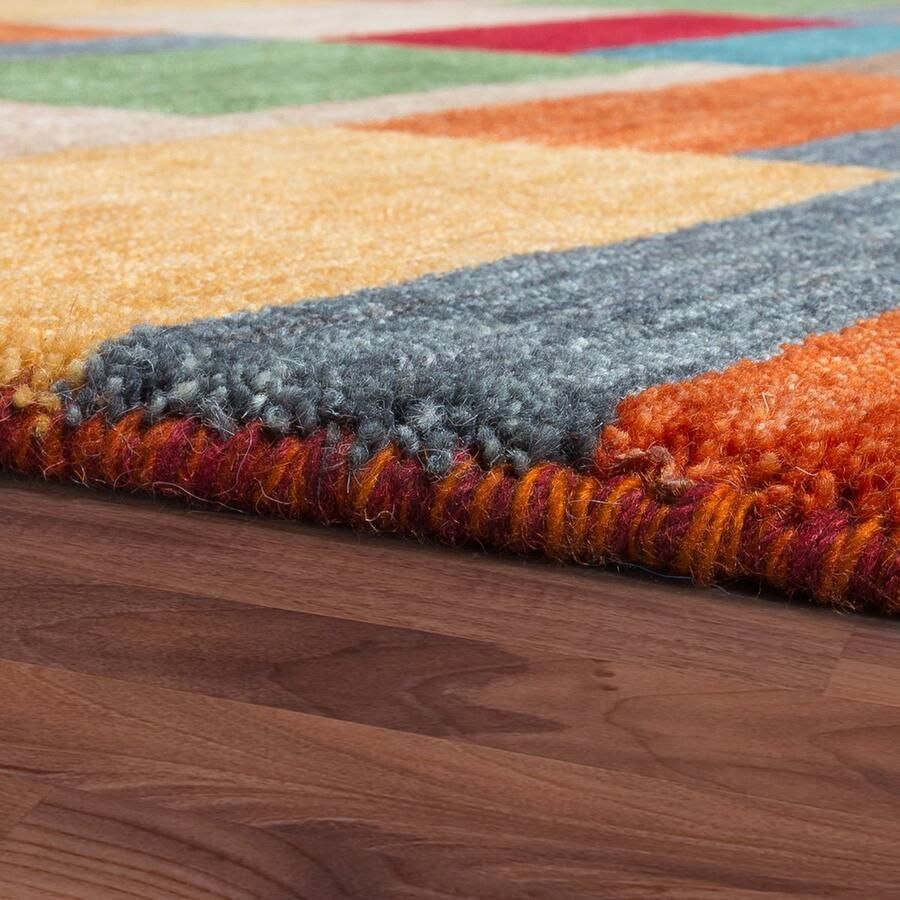 Paco Home Wollen kleed Gabbeh 305 Korte pool met de hand geweven zuivere wol gabbeh-stijl patchworkdesign