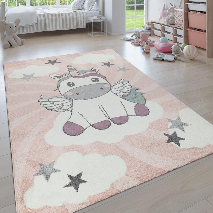 Paco Home Vloerkleed Kinderkamer Moderne Kinderkamer Pastel Vloerkleed Schattige 3D-Diermotieven 200 cm Rund