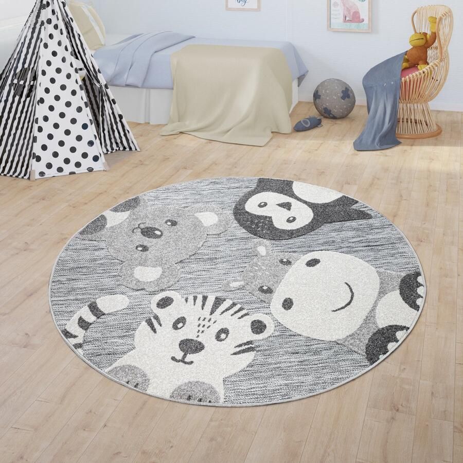 Paco Home Vloerkleed Kinderkamer Outdoor Rond Speelvloerkleed Modern 3D Effect Ø 200 cm Rund