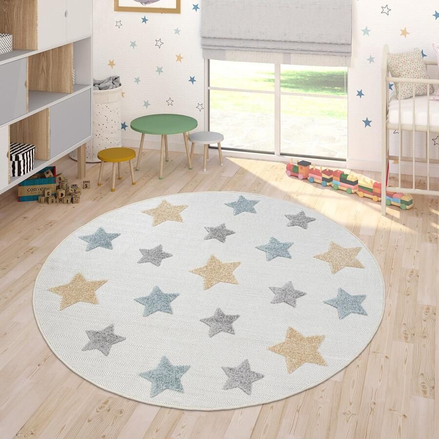 Paco Home Vloerkleed Kinderkamer Outdoor Vloerkleed Rond Speelvloerkleed Jongens Meisjes 200 cm Rund