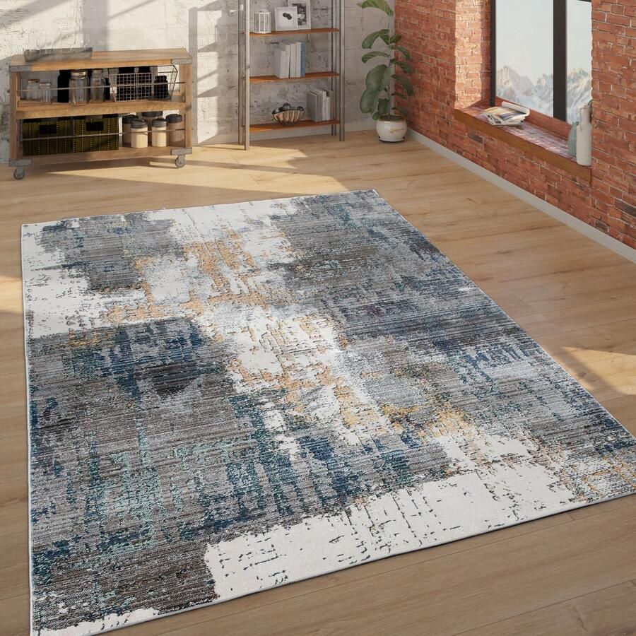 Paco Home vloerkleed laagpolig vloerkleed voor woonkamer abstract Design 3D-effect kleurrijk 120x170 cm
