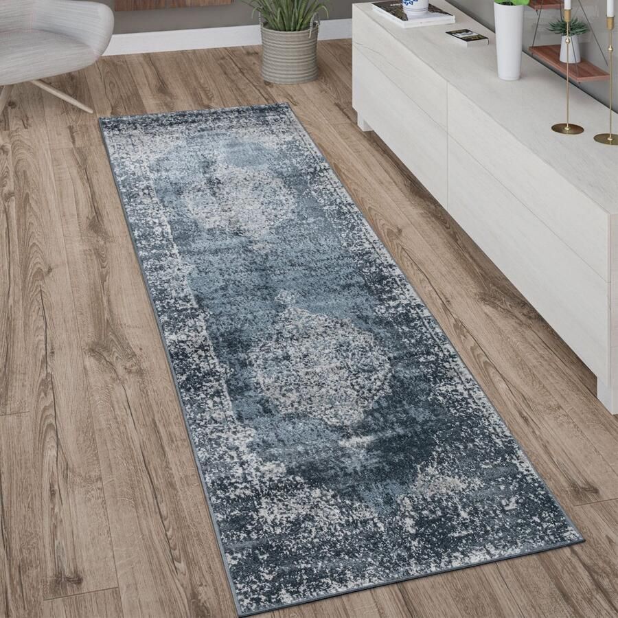 Paco Home Vloerkleed Loper Gang Slaapkamer Laagpolig Modern Vintage Oosters Patroon Randen 80x300 cm