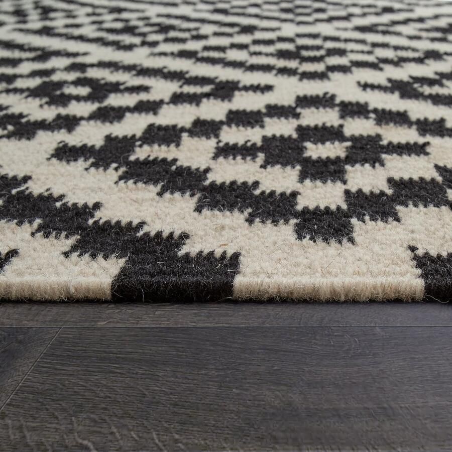Paco Home Vloerkleed Modern Marokkaans Patroon Handgeweven Scandinavisch Ruiten Franje Geel Wit 160x230 cm - Foto 2