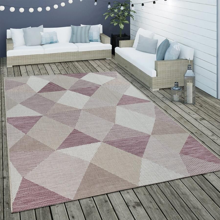 Paco Home Vloerkleed Kortrijk 743 Platweefsel modern design pastelkleuren geschikt voor binnen en buiten