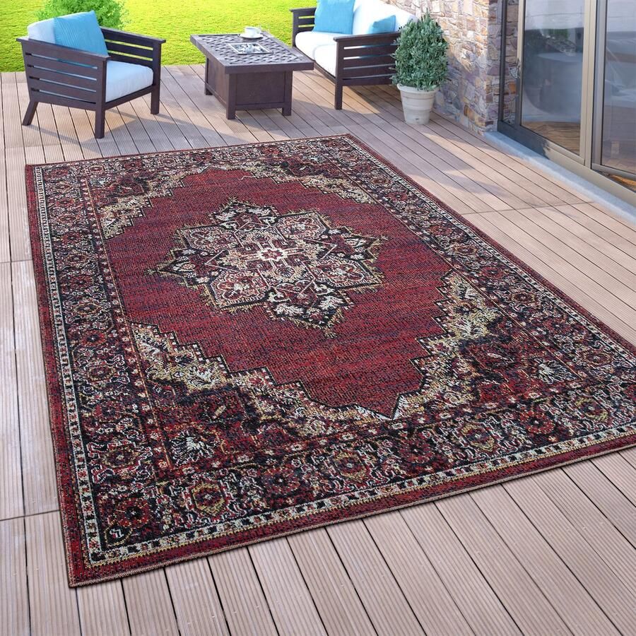 Paco Home Vloerkleed voor buiten voor balkon laagpolig met oosters design verschillende kleuren en formaten 160x220 cm