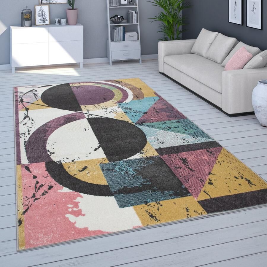Paco Home Vloerkleed voor de woonkamer modern laagpolig vloerkleed in pasteltinten verschillende kleuren en formaten 70x140 cm