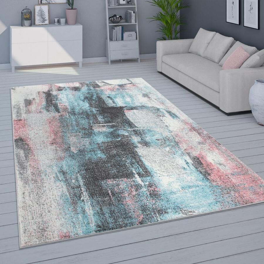 Paco Home Vloerkleed voor de woonkamer modern laagpolig vloerkleed in pasteltinten verschillende kleuren en formaten 60x100 cm