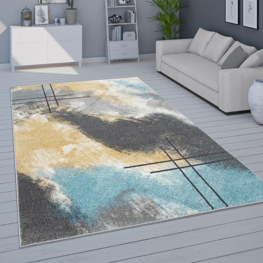 Paco Home Vloerkleed voor de woonkamer modern laagpolig vloerkleed in pasteltinten verschillende kleuren en formaten 160x220 cm