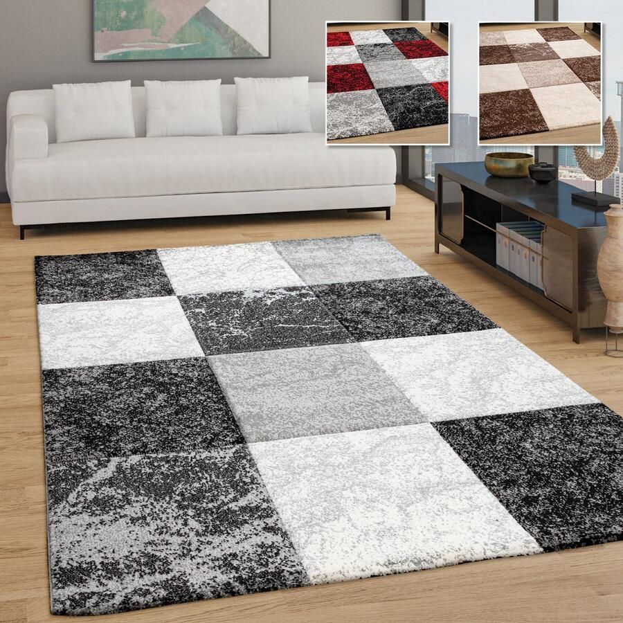 Paco Home Vloerkleed Woonkamer Laagpolig 3D Effect Modern Ruit Design Geometrisch Patroon 80x150 cm