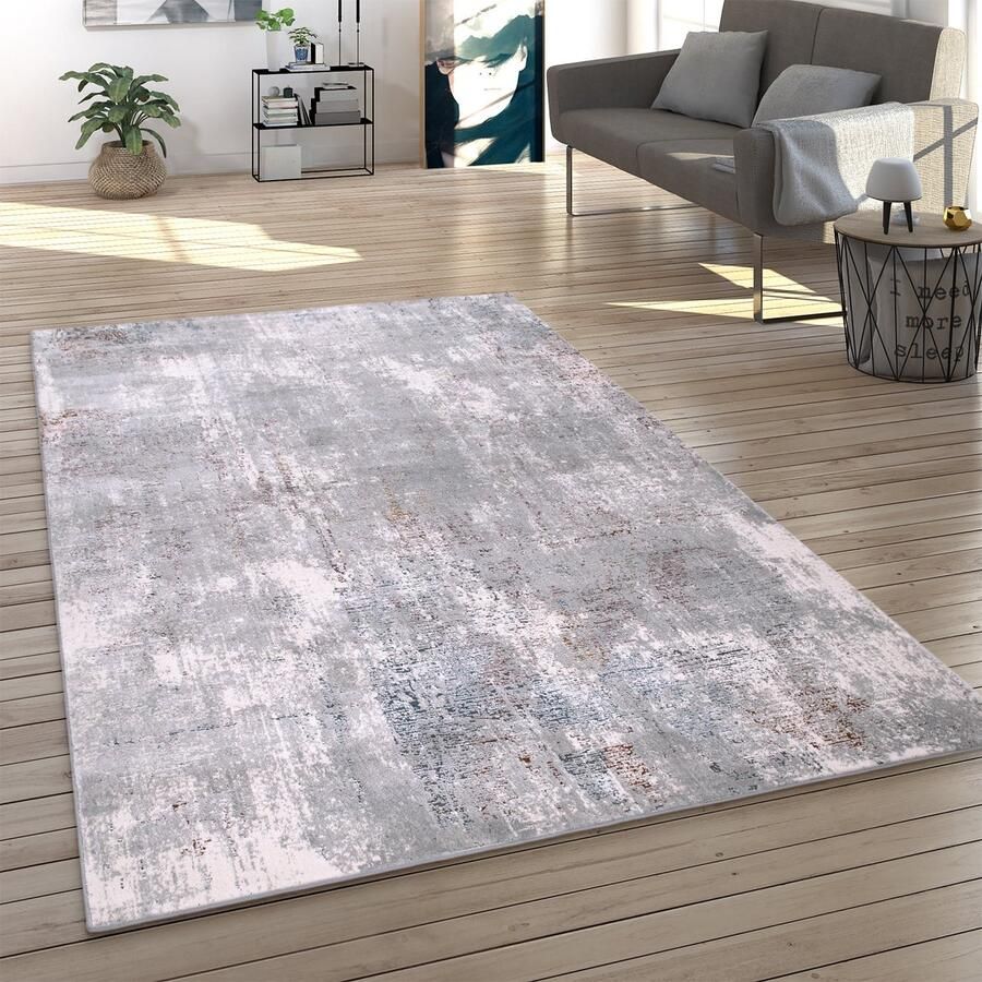 Paco Home Vloerkleed Woonkamer Laagpolig Abstract Patroon Vintage 3D Effect Used Look 160x230 cm