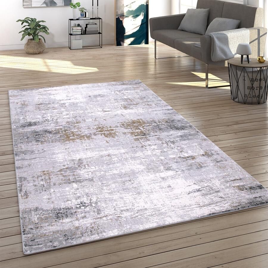 Paco Home Vloerkleed Woonkamer Laagpolig Abstract Patroon Vintage 3D Effect Used Look 160x230 cm