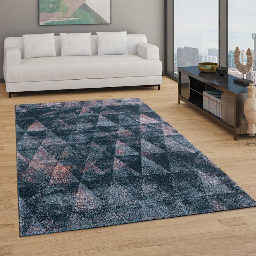 Paco Home Vloerkleed woonkamer laagpolig boho vintage design ruitpatroon in grijs roze 140x200 cm