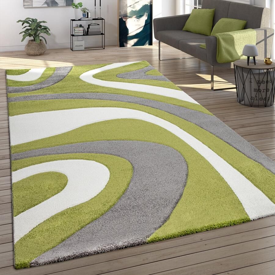 Paco Home Vloerkleed Woonkamer Laagpolig Modern 3D Effect Gegolfd Design Abstrace Look 120x170 cm
