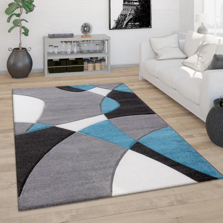 Paco Home Vloerkleed Woonkamer Laagpolig Modern 3D Look Contour Gesneden Abstract Patroon 80x150 cm