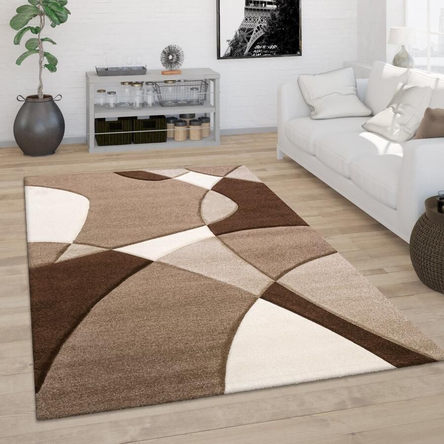 Paco Home Vloerkleed Woonkamer Laagpolig Modern 3D Look Contour Gesneden Abstract Patroon 80x150 cm