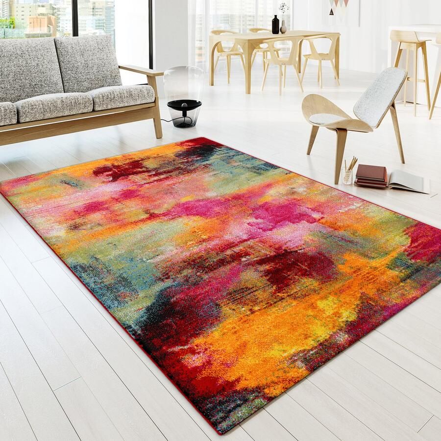 Paco Home Vloerkleed Woonkamer Laagpolig Modern Vintage Patroon Abstract Veelkleurig 200x290 cm - Foto 5