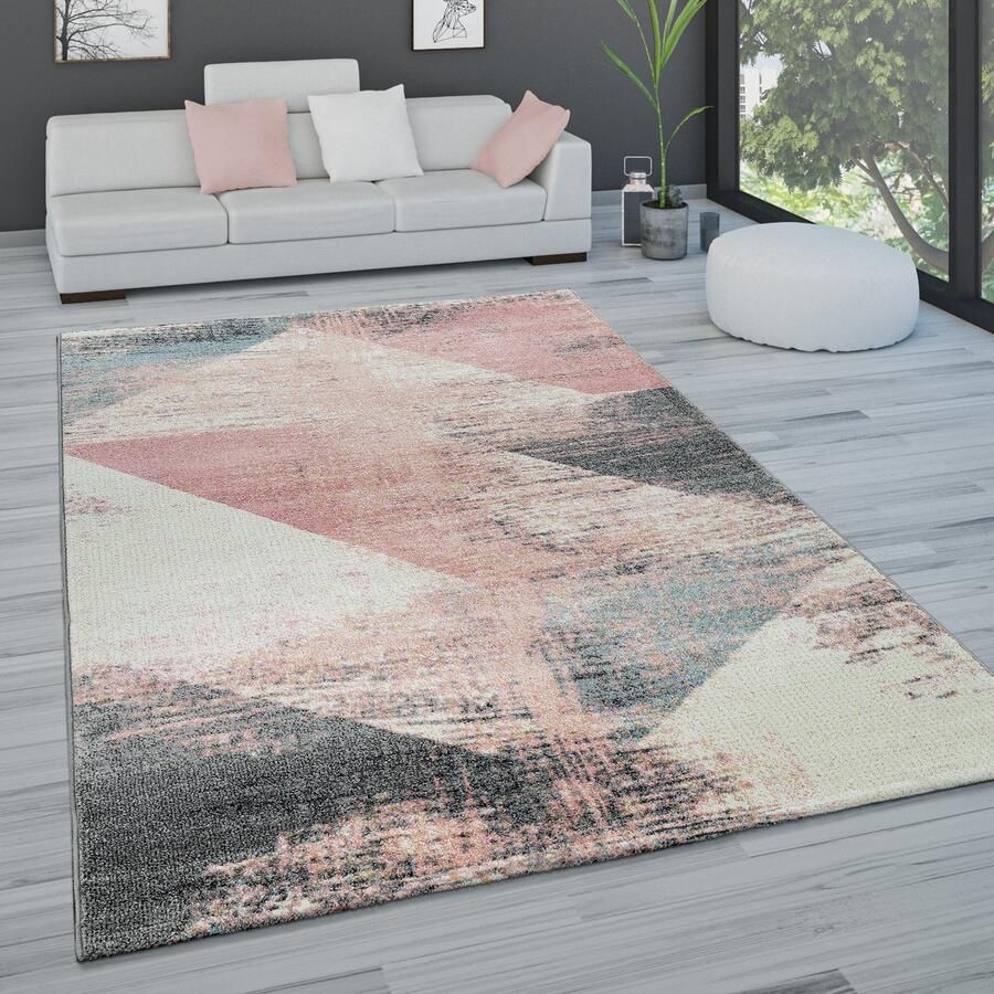 Paco Home Vloerkleed Woonkamer Laagpolig Pastel Vintage Look Abstract Patroon Versch. Stijlen 140x200 cm
