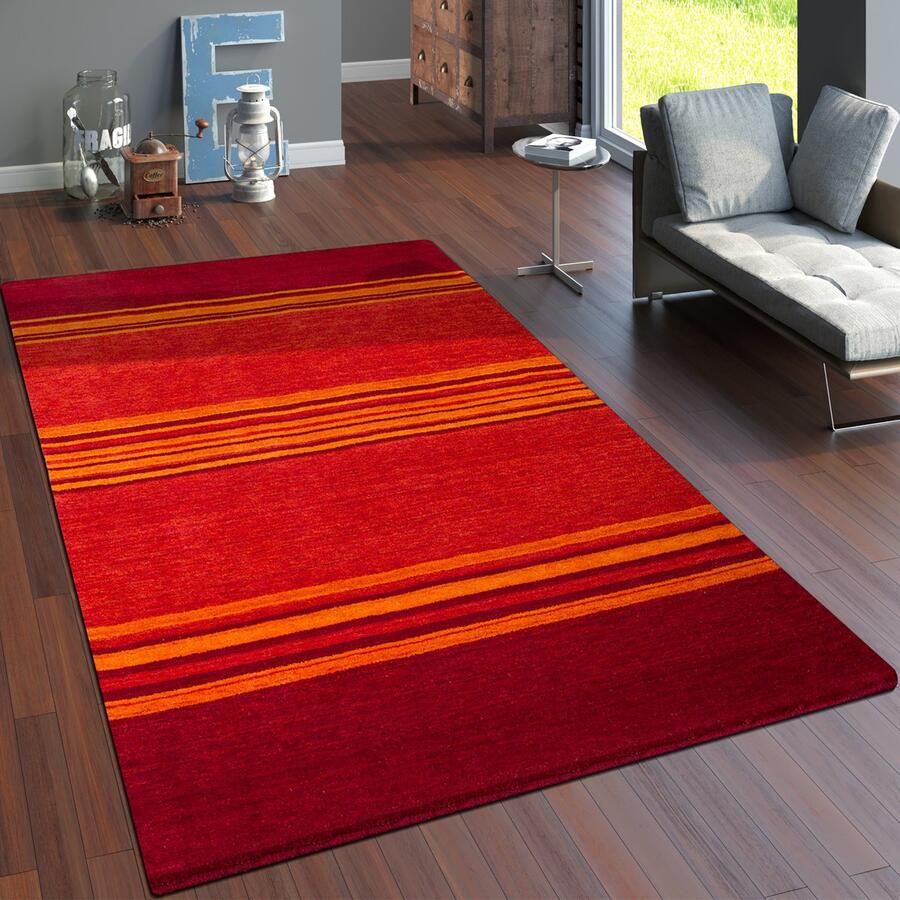 Paco Home Wollen kleed Gabbeh 307 Korte pool met de hand geweven zuivere wol gabbeh-stijl gestreept woonkamer - Foto 1