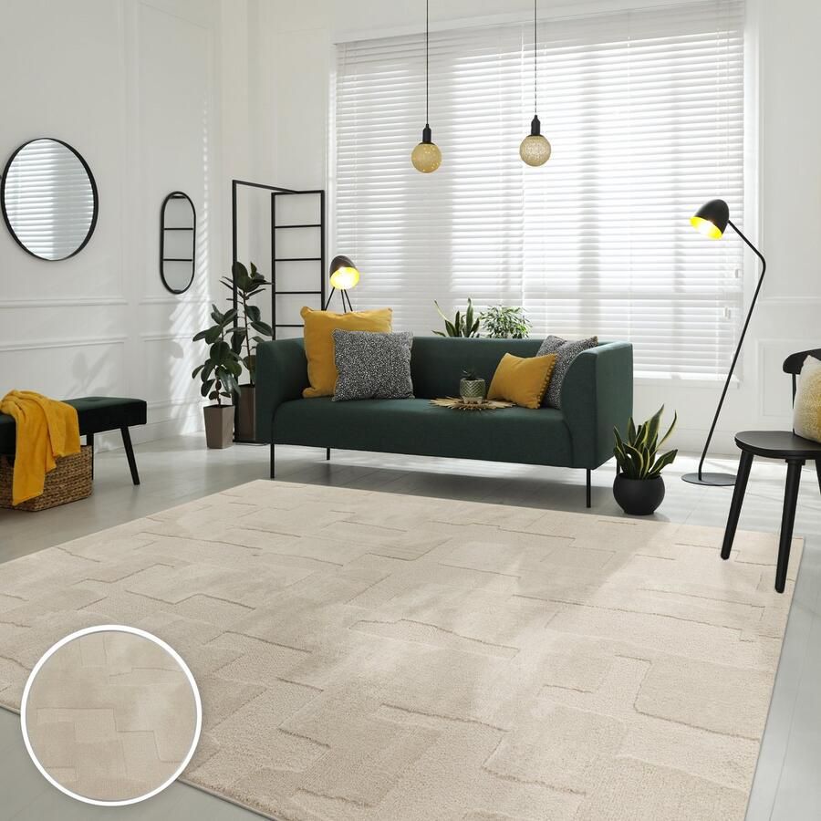 Paco Home Vloerkleed Woonkamer Laagpolig Scandinavisch Geometrisch Boho Eenkleurig 160x230 cm