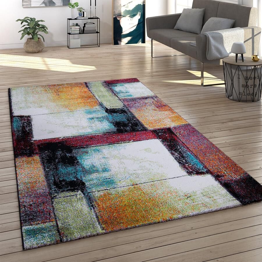 Paco Home Vloerkleed Woonkamer Laagpolig Vintage Geometrisch Patroon Abstract Modern 70x250 cm