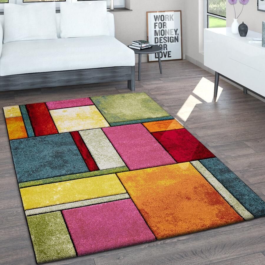 Paco Home Vloerkleed Woonkamer Laagpolig Vintage Handgemaakt Contour Gesneden 3D Gemêleerd 120x170 cm