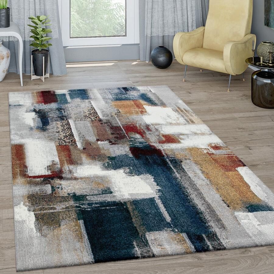 Paco Home Vloerkleed Woonkamer Laagpolig Vintage Kleurrijk Ruiten En Geometrisch Patroon 60x110 cm