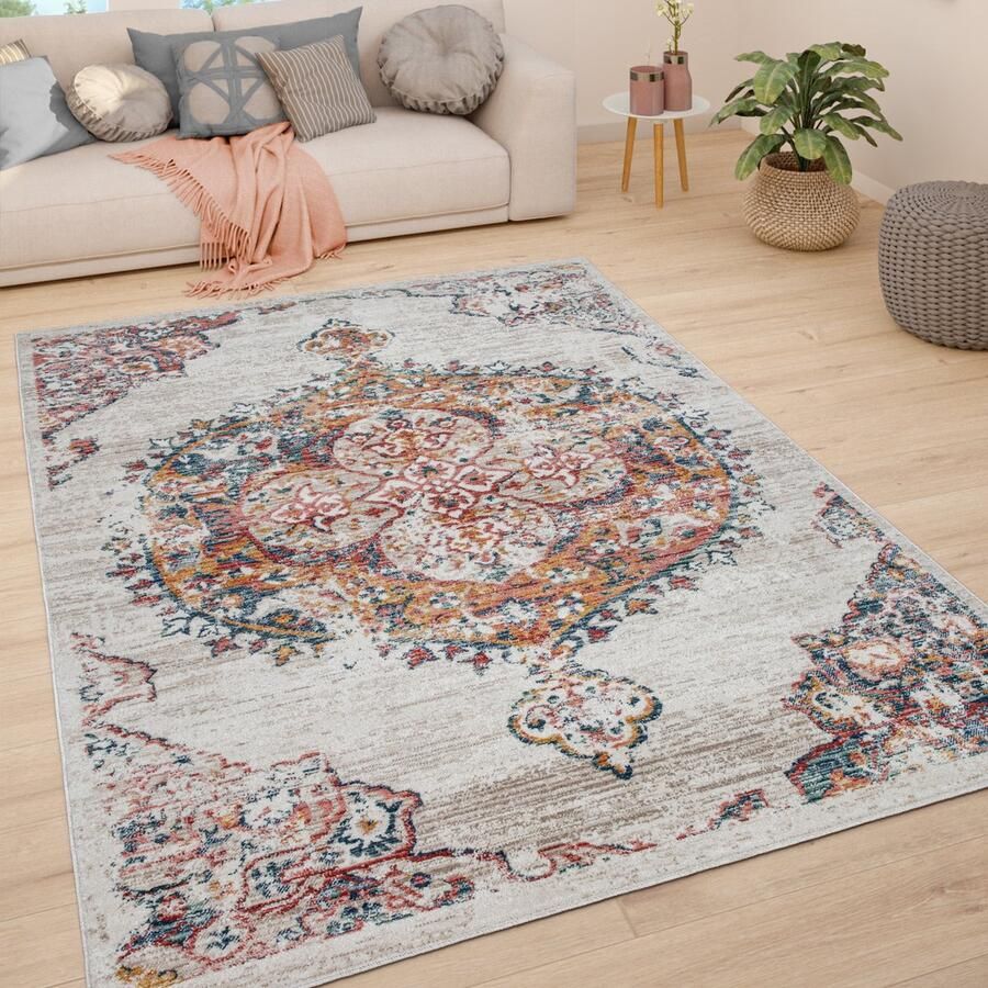 Paco Home Vloerkleed Woonkamer Laagpolig Vintage Pastel Modern Oriëntaals Patroon 120x170 cm