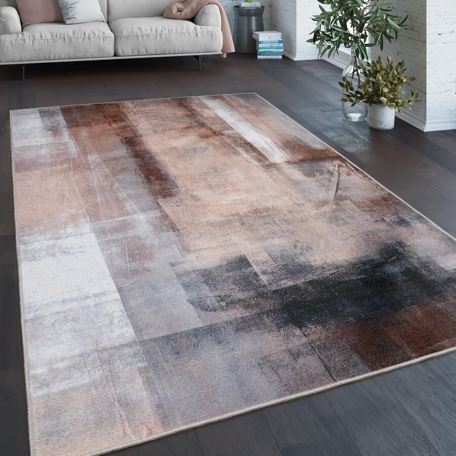 Paco Home Vloerkleed Woonkamer Platweefsel Modern Patroon Abstract Vintage Wasbaar 140x200 cm