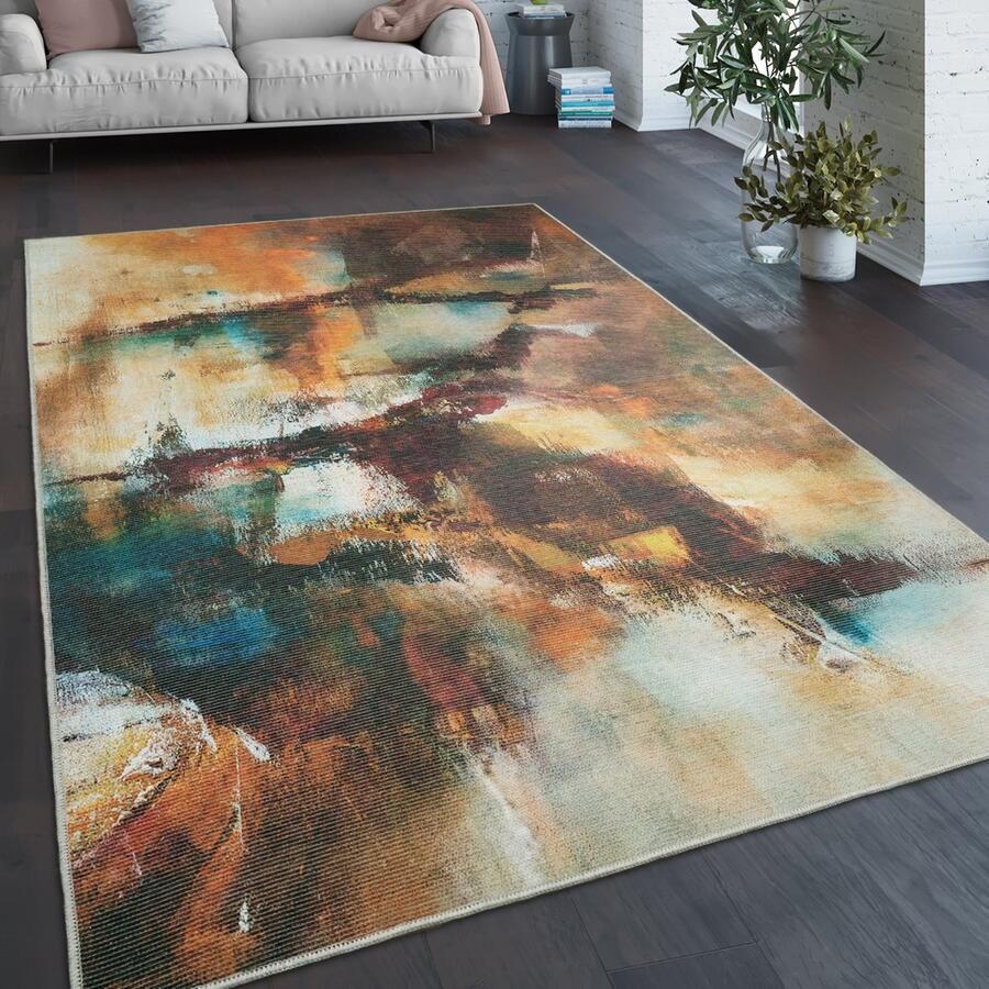 Paco Home Vloerkleed Woonkamer Platweefsel Modern Patroon Abstract Vintage Wasbaar 140x200 cm