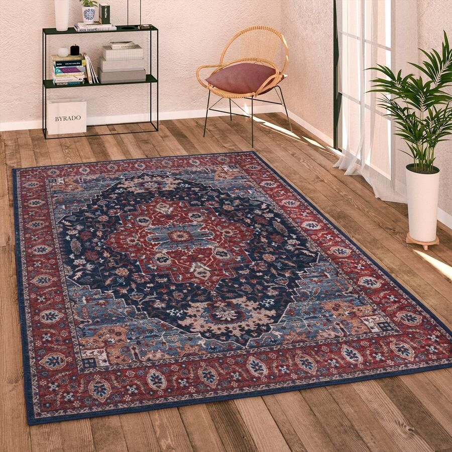 Paco Home Vloerkleed Woonkamer Platweefsel Modern Vintage Oosters Ornamenten Randen Wasbaar 80x150 cm