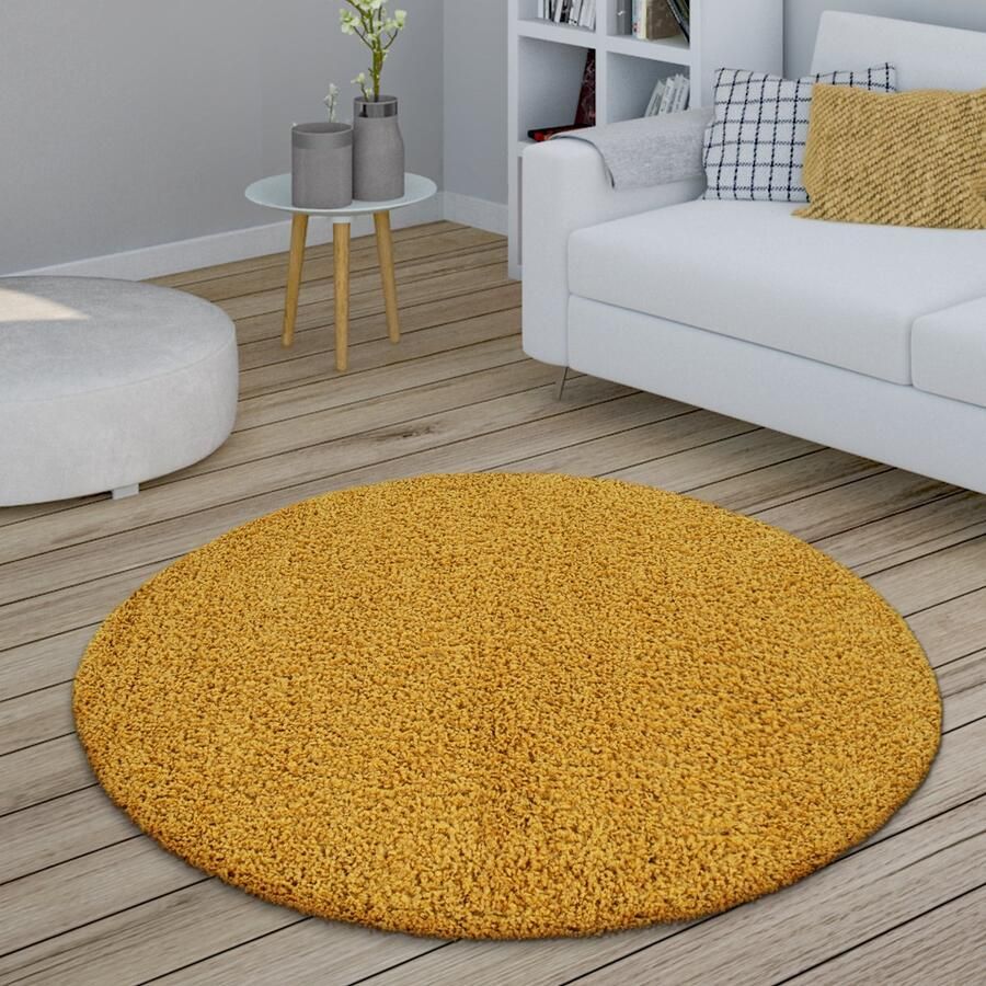 Paco Home Vloerkleed Woonkamer Rond Hoogpolig Shaggy Slaapkamer Wollig Modern Gang Uni Ø 160 cm Rund