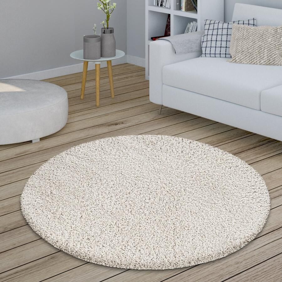 Paco Home Vloerkleed Woonkamer Rond Hoogpolig Shaggy Slaapkamer Wollig Modern Gang Uni Ø 200 cm Rund