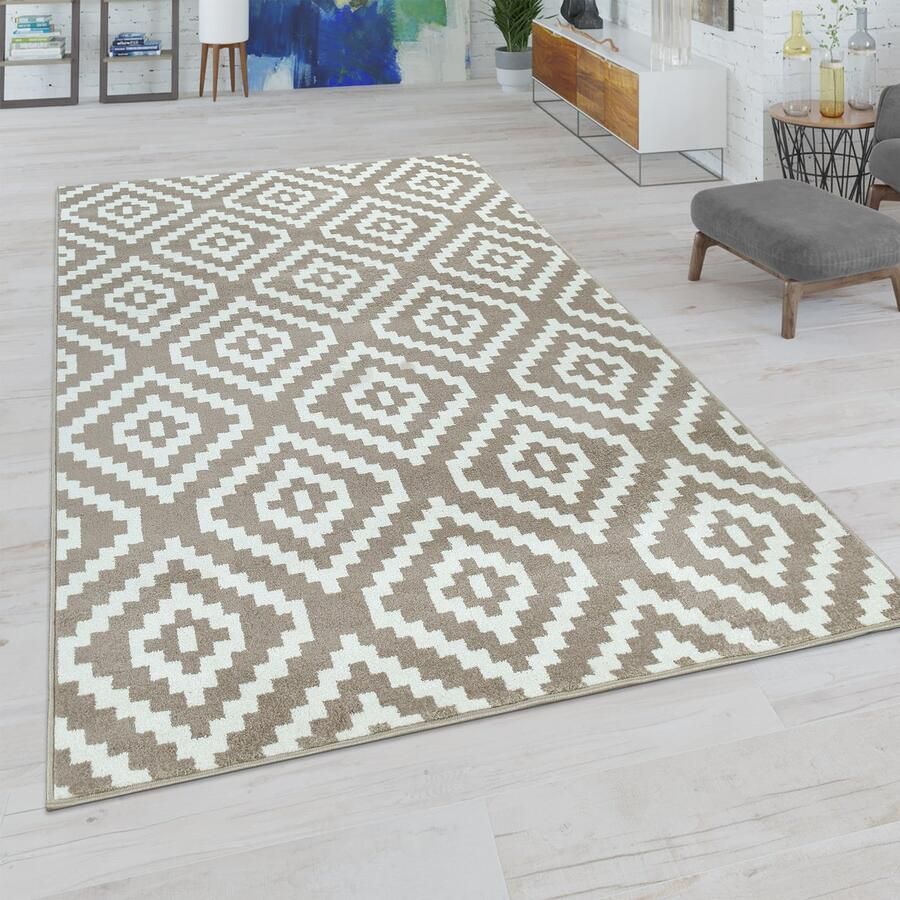 Paco Home Vloerkleed Woonkamer Ruitpatroon In Pastelkleuren Moderne Boho Ethno-Look 160x220 cm