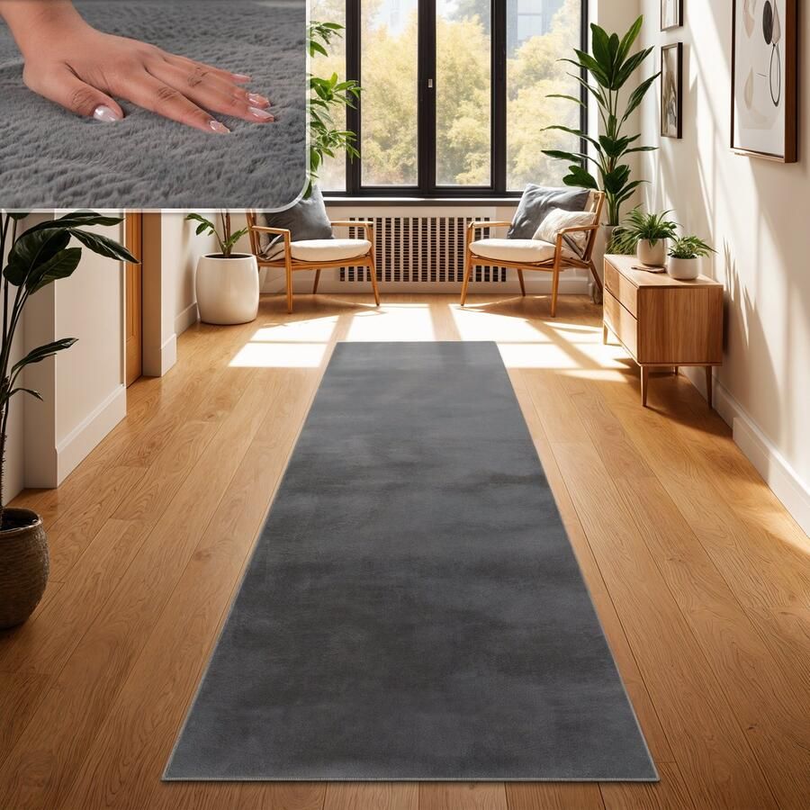 Paco Home Woonkamer tapijt kunstbont pluche hoogpolig shaggy zacht verkrijgbaar in verschillende kleuren 80x300 cm - Foto 2