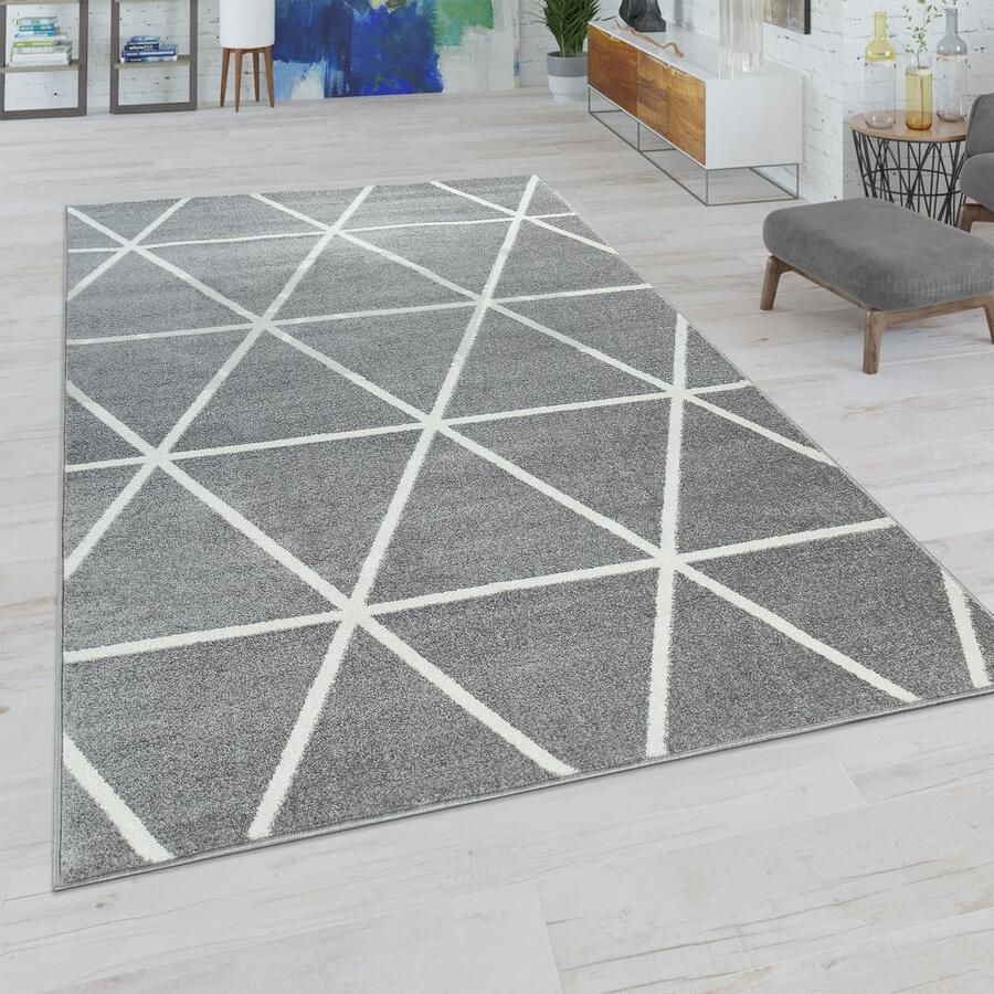 Paco Home Woonkamer Vloerkleed Moderne Pastelkleuren Scandinavische Stijl Ruitpatroon 140x200 cm