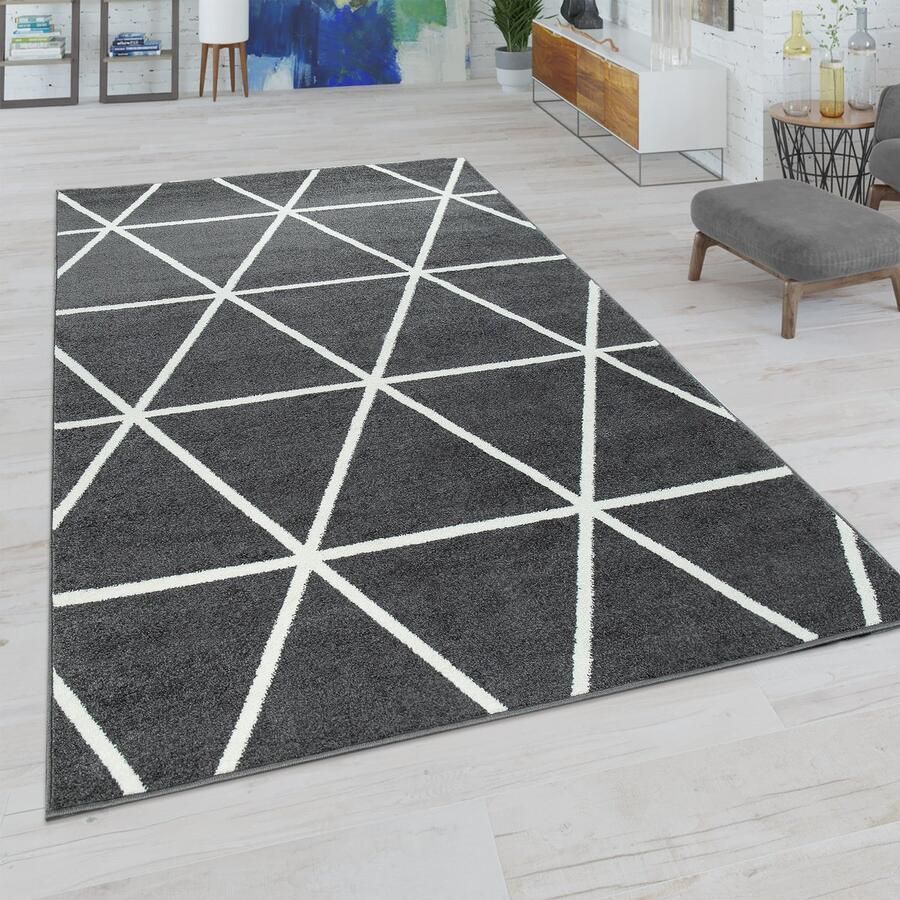 Paco Home Woonkamer Vloerkleed Moderne Pastelkleuren Scandinavische Stijl Ruitpatroon 140x200 cm