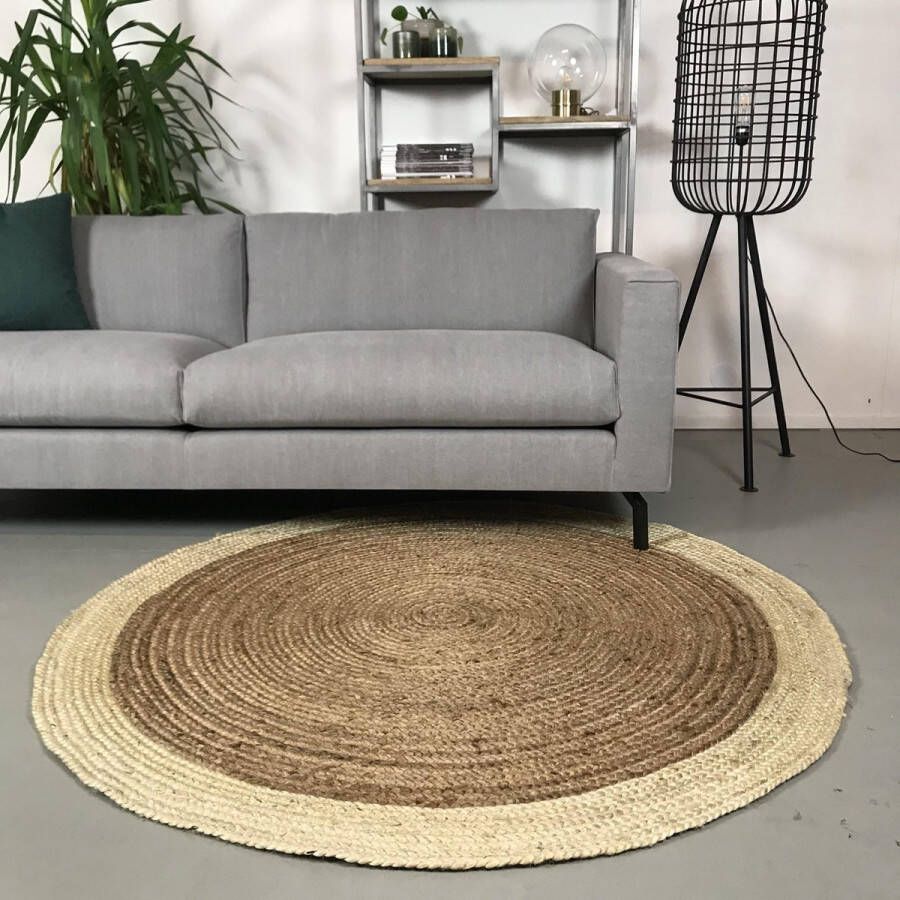 Paipai Market Rond vloerkleed Jute Naturel Wit Beige Jute Rond 200 Ø (L)