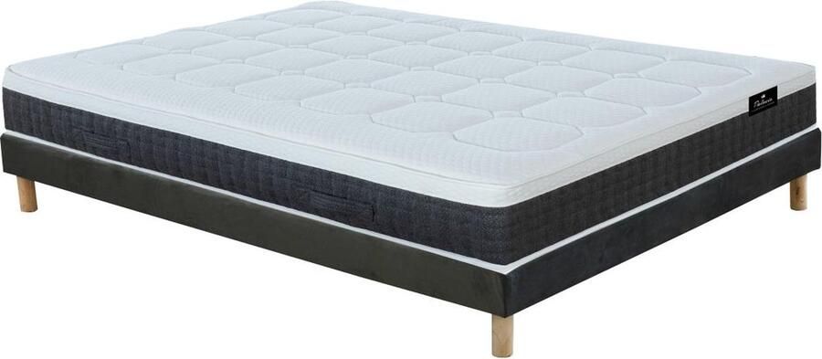 Palacio Set bedbodem van velours + matras met pocketveren met 7 zones en vormgeheugen en latex dikte 30 cm 140 x 190 cm ARTIO van DREAMEA L 190 cm x H 30 cm x D 140 cm