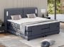 Palacio Set boxspring + hoofdbord met ledlampjes + elektrische relaxbedbodems + matras + topmatras 2 x 90 x 200 cm Blauwe stof ASTEMI van L 214 cm x H 122 cm x D 201 cm - Thumbnail 2