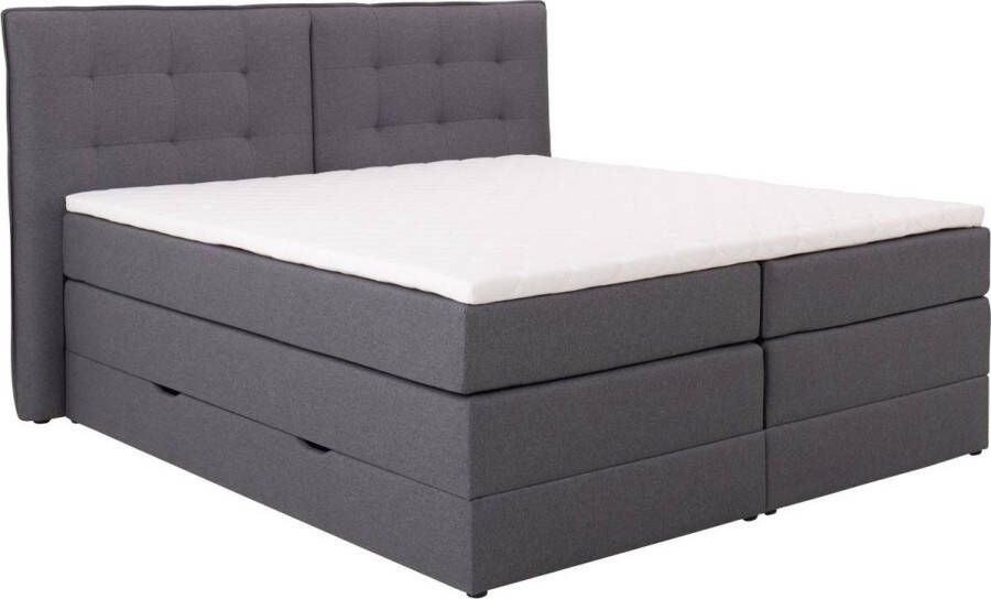 Palacio Set boxspring met hoofdbord + bedbodems met opbergruimte + matras + dekmatras 160 x 200 cm Antracietkleurige stof PERAMA van L 212 cm x H 126 cm x D 191 cm