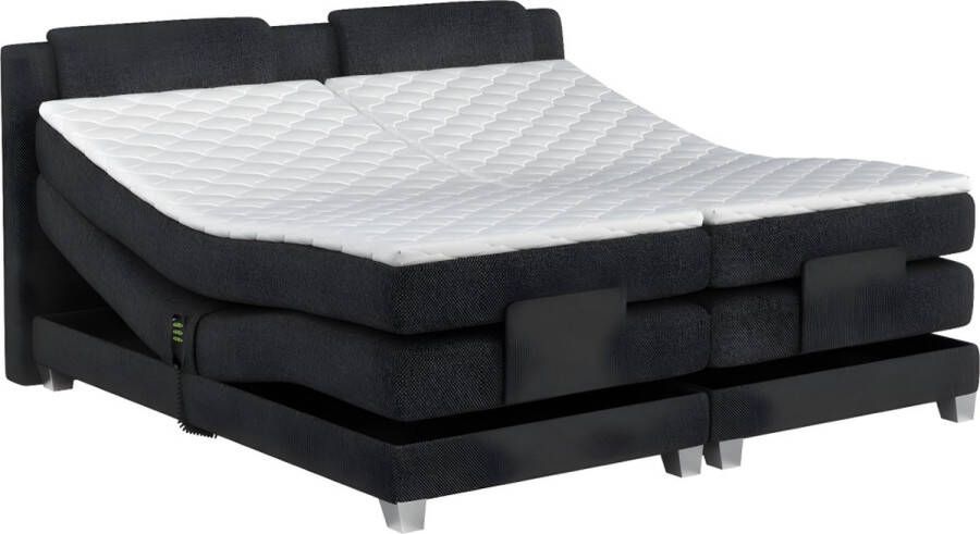 Palacio Tweepersoons boxspring met elektrische bedbodem + matras en dekmatras CASTEL van 2x90x200cm Antraciet L 215 cm x H 112 cm x D 188 cm - Foto 3