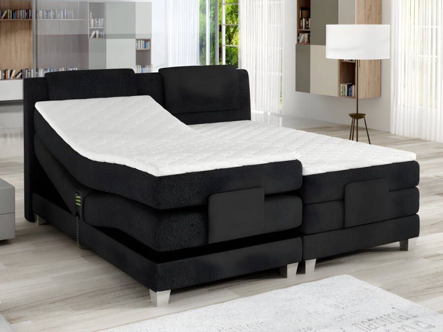 Palacio Tweepersoons boxspring met elektrische bedbodem + matras en dekmatras CASTEL van 2x90x200cm Antraciet L 215 cm x H 112 cm x D 188 cm
