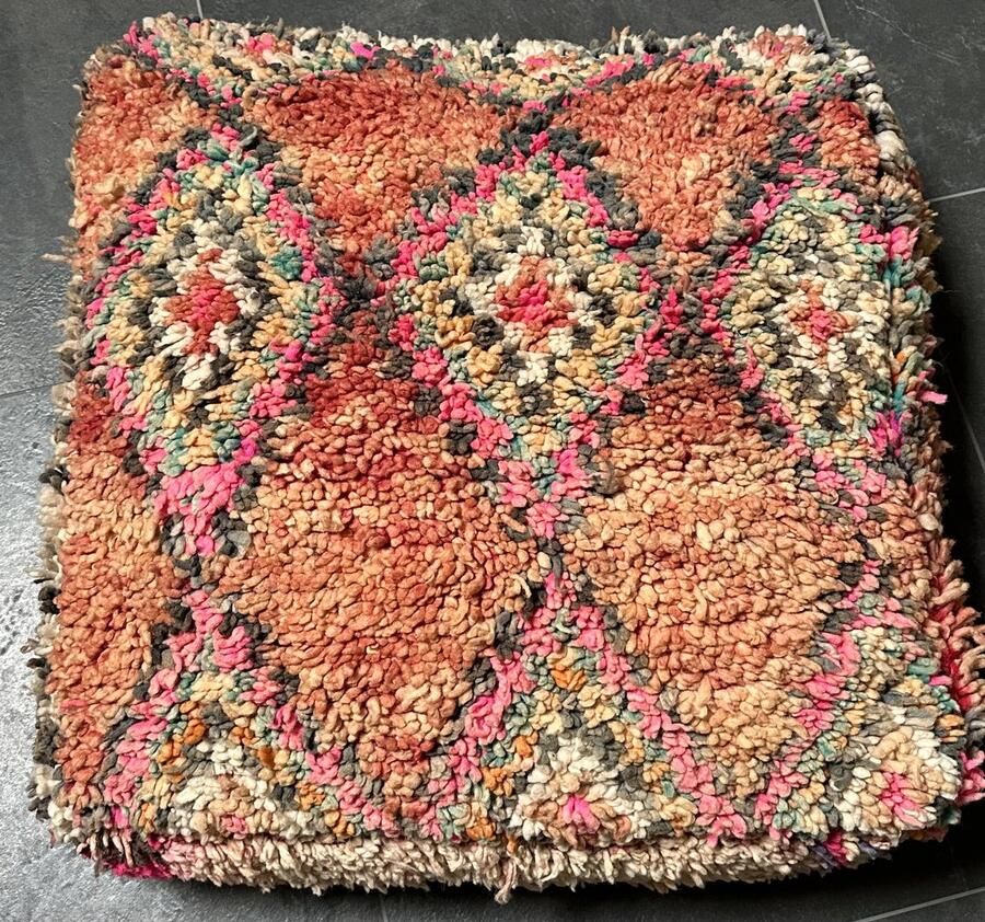 Palmier Marokkaanse Berber poef 001 meerkleurig 60 x 60 x 20 cm inclusief vulling vintage poef zitzak zitkussen poefen