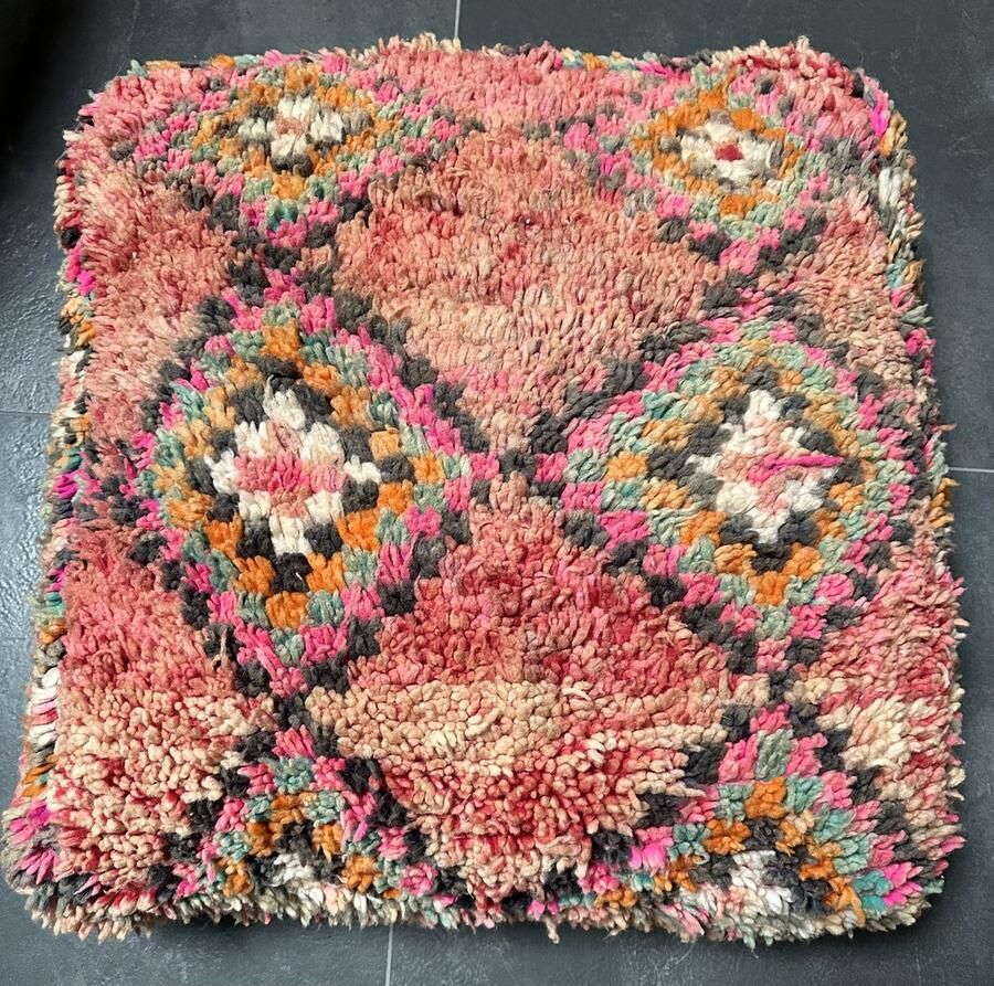 Palmier Marokkaanse Berber poef 002 meerkleurig 60 x 60 x 20 cm inclusief vulling vintage poef zitzak zitkussen poefen