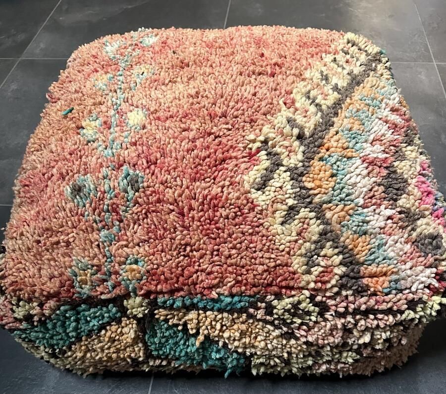 Palmier Marokkaanse Berber poef 003 meerkleurig 60 x 60 x 20 cm inclusief vulling vintage poef zitzak zitkussen poefen