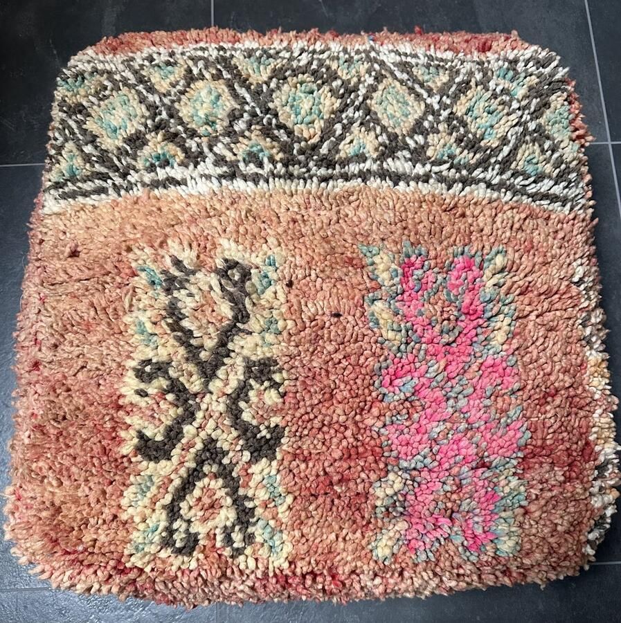 Palmier Marokkaanse Berber poef 004 meerkleurig 60 x 60 x 20 cm inclusief vulling vintage poef zitzak zitkussen poefen